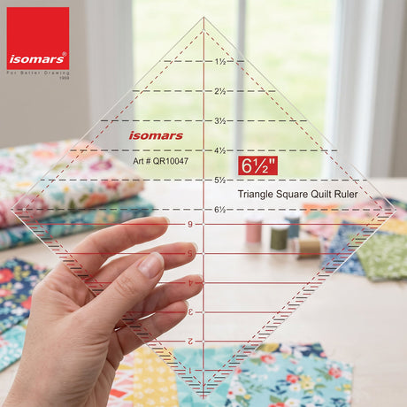 Isomars Triangle Square Quilt Ruler 6.5 Inch for Quilting - Isomars