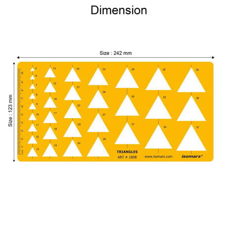 Isomars Triangle Template Drawing Stencil | Precision Geometric Triangle Drafting Template with Multiple Sizes | Technical Drawing Tool for Architects, Engineers, Designers, Artists & Students - Isomars