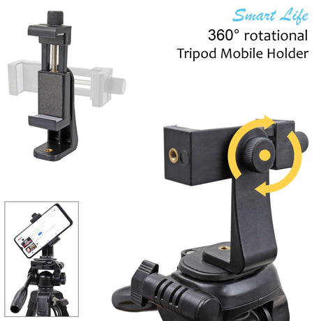 Isomars Tripod Mobile Holder Adjustable- for Smartphones & iPhones (Black) with 360° Rotational Working Angles & Adjustable Angles Use The Knob to Attach/Detach Mobile Phones - Isomars