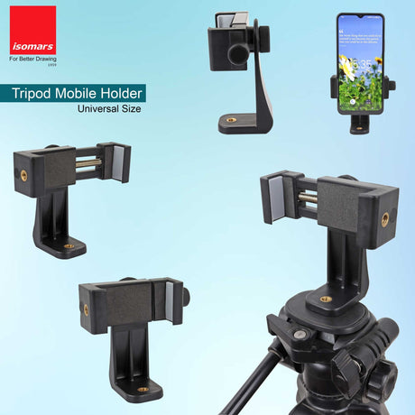 Isomars Tripod Mobile Holder Adjustable- for Smartphones & iPhones (Black) with 360° Rotational Working Angles & Adjustable Angles Use The Knob to Attach/Detach Mobile Phones - Isomars