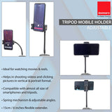 Isomars Tripod Mobile Holder Adjustable- for Smartphones & iPhones (Black) with 360° Rotational Working Angles & Flexible Extender with Spring Mechanisam Adjustable Angles - Isomars