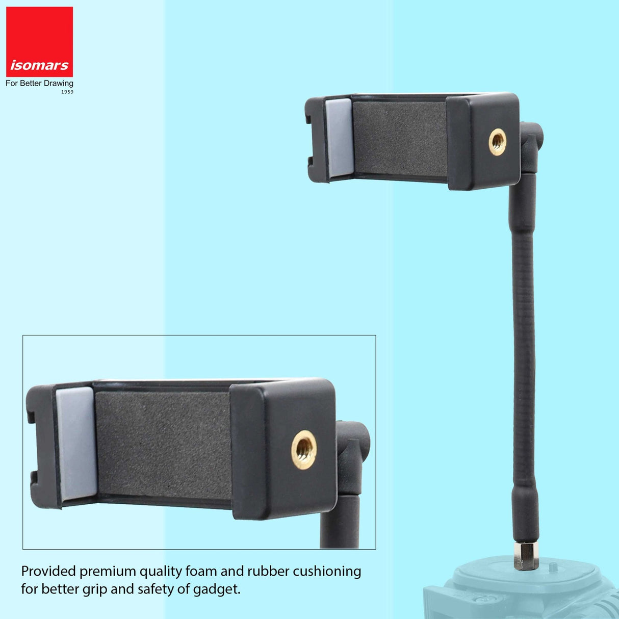 Isomars Tripod Mobile Holder Adjustable- for Smartphones & iPhones (Black) with 360° Rotational Working Angles & Flexible Extender with Spring Mechanisam Adjustable Angles - Isomars