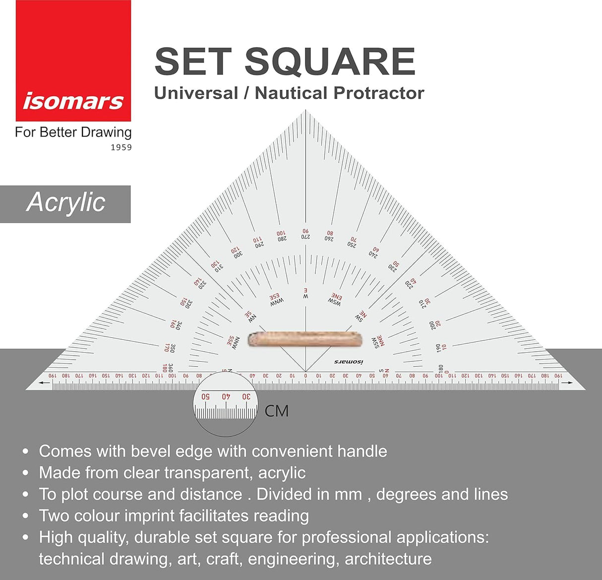 Isomars Universal Nautical Protractor with Marine/Nautical Divider - Isomars