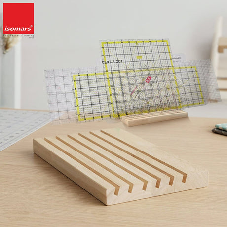 Isomars Wooden Quilting Stand with 6 Slots for Quilting Rulers - Isomars
