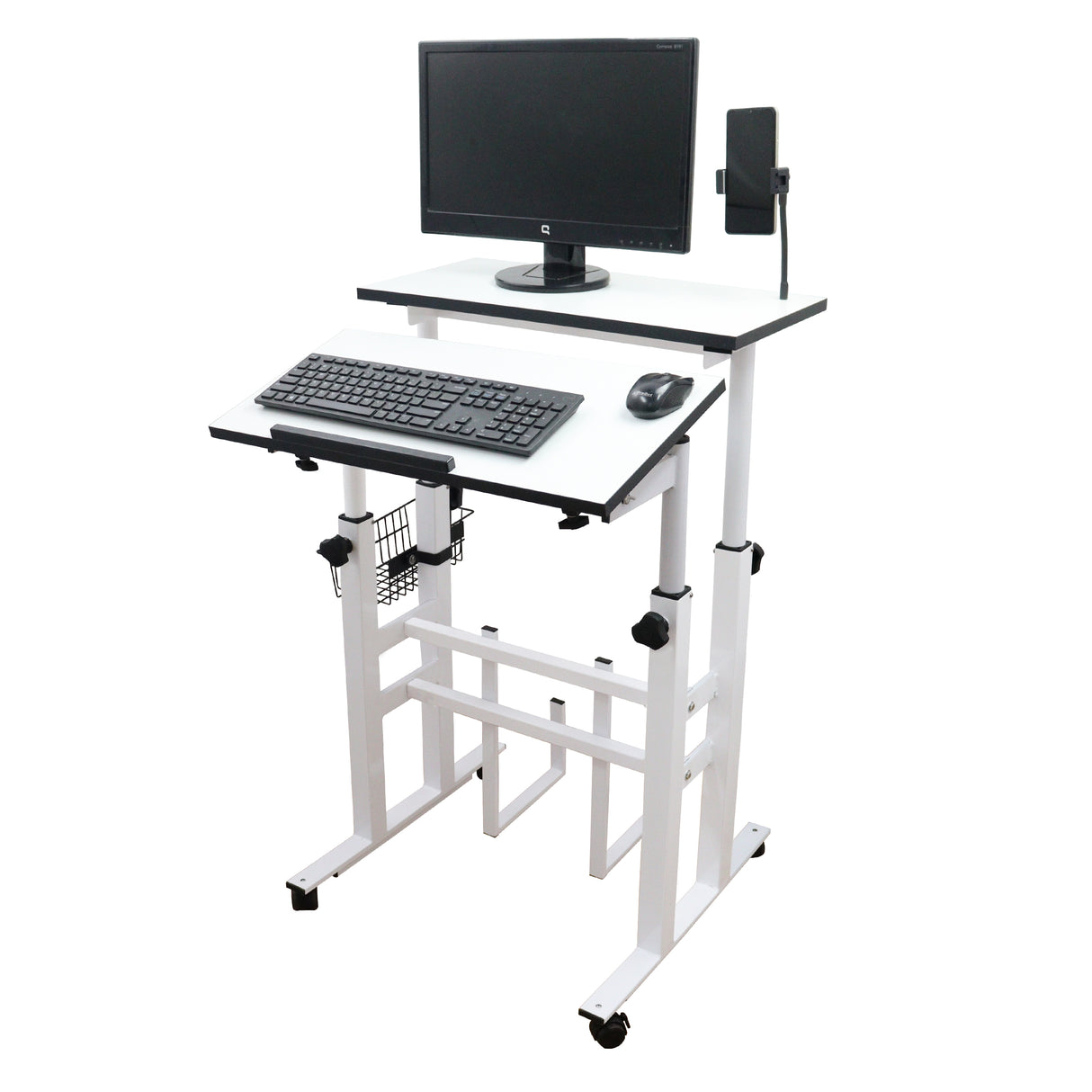 Isomars 24"/61cm Wide Made In India Desktop & Laptop Multipurpose Adjustable Table & Computer Workstation - Useful for Using Gadgets Like Desktop, Laptop, Tab/iPad etc (White)