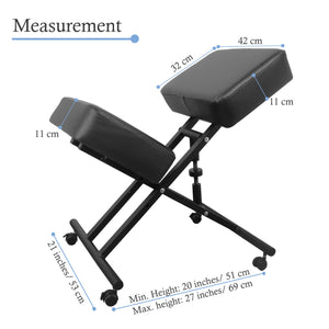 Isomars Ergonomic Kneeling Chair, Adjustable Height, Stool Upright Posture with Comfortable Cushions, Stool for Home and Office