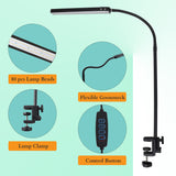 Isomars Desktop Table lamp, Overhead LED Desk Lamp Light, Table Holding clamp, Study, Computer lamp, 12" Light bar Flexible Gooseneck, 3 Color Mode, for Desktop, Bedroom, Office, Reading, etc