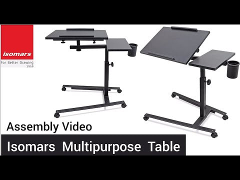 Isomars Metal 360° Rotatable Table Laptop Table Study Desk, Caster Lockable Wheels, & Height Adjustable for Breakfast Table, Work from Home & Online Classes (Black)