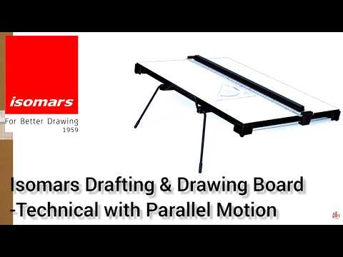 Isomars Professional drafting board with parallel ruler, foldable stand & carry handle for precise technical drawing
