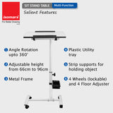 Isomars Multipurpose Laptop Table Study Desk, Lockable Wheels, & Adjustable Height And Angle For Breakfast Table, Wfh & Online Classes (White)