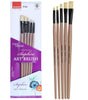 Saphire Flat Paint Brush Set of 5 | Professional Taklon Synthetic Long Handle Artist Brushes for Acrylic, Watercolor, Oil & Gouache Painting | Smooth Strokes, Broad Coverage & Easy Blending - Isomars