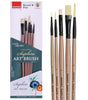 Saphire Flat & Round Paint Brush Set of 5 for Artists | Professional Mixed Art Brush Set for Watercolor, Acrylic & Oil Painting | Smooth Blending, Fine Detailing & Even Strokes Multi-Purpose Brushes - Isomars