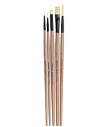 Saphire Flat & Round Paint Brush Set of 5 for Artists | Professional Mixed Art Brush Set for Watercolor, Acrylic & Oil Painting | Smooth Blending, Fine Detailing & Even Strokes Multi-Purpose Brushes - Isomars