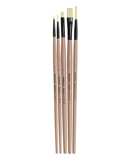 Saphire Flat & Round Paint Brush Set of 5 for Artists | Professional Mixed Art Brush Set for Watercolor, Acrylic & Oil Painting | Smooth Blending, Fine Detailing & Even Strokes Multi-Purpose Brushes - Isomars