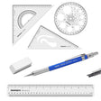 Set Square with Pro Circle, Inch Scale, 0.5 Mechanical Pencil, and Eraser Combo - Isomars