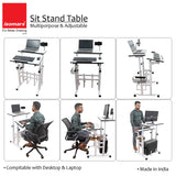 Isomars 24"/61cm Wide Made In India Desktop & Laptop Multipurpose Adjustable Table & Computer Workstation - Useful for Using Gadgets Like Desktop, Laptop, Tab/iPad etc (White)