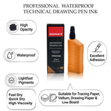 Technical Drawing Pen Ink 25ml | Waterproof High Opacity Ink for Rapidograph Pens, Drafting, Illustration & Calligraphy (Multi Colors) - Isomars