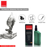 Technical Drawing Pen Ink 25ml | Waterproof High Opacity Ink for Rapidograph Pens, Drafting, Illustration & Calligraphy (Multi Colors) - Isomars