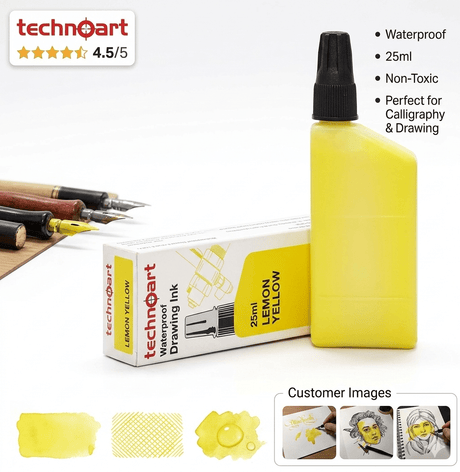 Technical Drawing Pen Ink 25ml | Waterproof High Opacity Ink for Rapidograph Pens, Drafting, Illustration & Calligraphy (Multi Colors) - Isomars