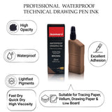 Technical Drawing Pen Ink 25ml | Waterproof High Opacity Ink for Rapidograph Pens, Drafting, Illustration & Calligraphy (Multi Colors) - Isomars