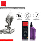 Technical Drawing Pen Ink 25ml | Waterproof High Opacity Ink for Rapidograph Pens, Drafting, Illustration & Calligraphy (Multi Colors) - Isomars