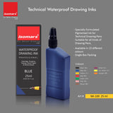 Technical Drawing Pen Ink Blue 25ml | Waterproof High Opacity Ink for Rapidograph Pens, Drafting, Illustration & Calligraphy - Isomars