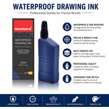 Technical Drawing Pen Ink Blue 25ml | Waterproof High Opacity Ink for Rapidograph Pens, Drafting, Illustration & Calligraphy - Isomars