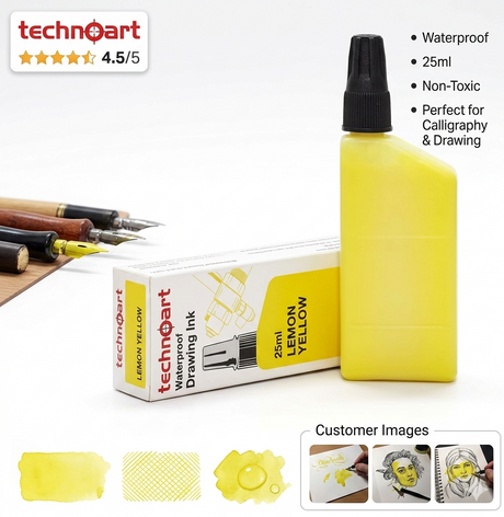 technical drawing pen ink 25ml lemon yellow
