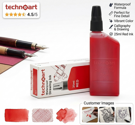 technical drawing pen ink 25ml red