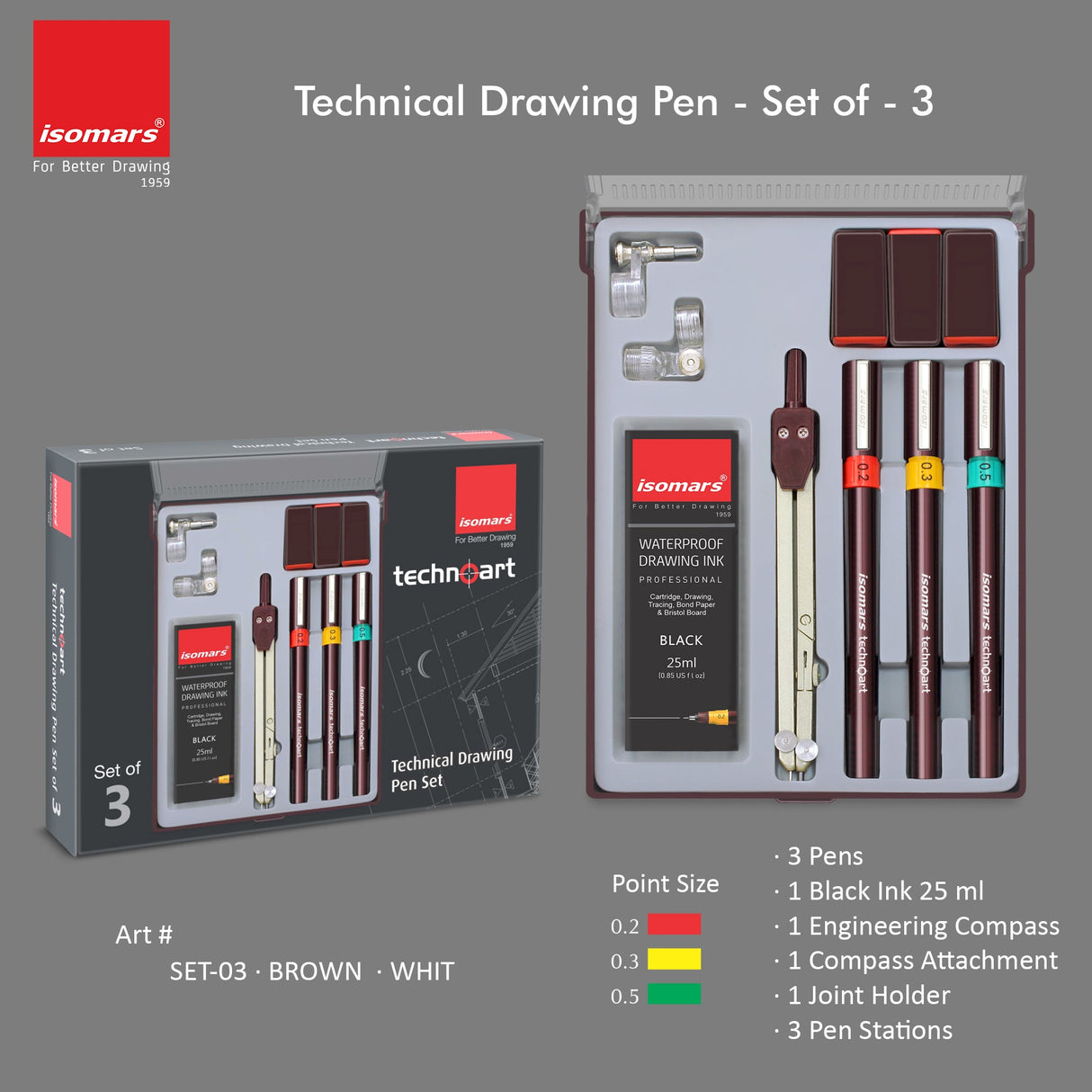 Technoart Technical Drawing Pens (Set of 3) - Isomars