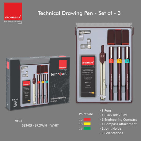 Technoart Technical Drawing Pens (Set of 3) - Isomars