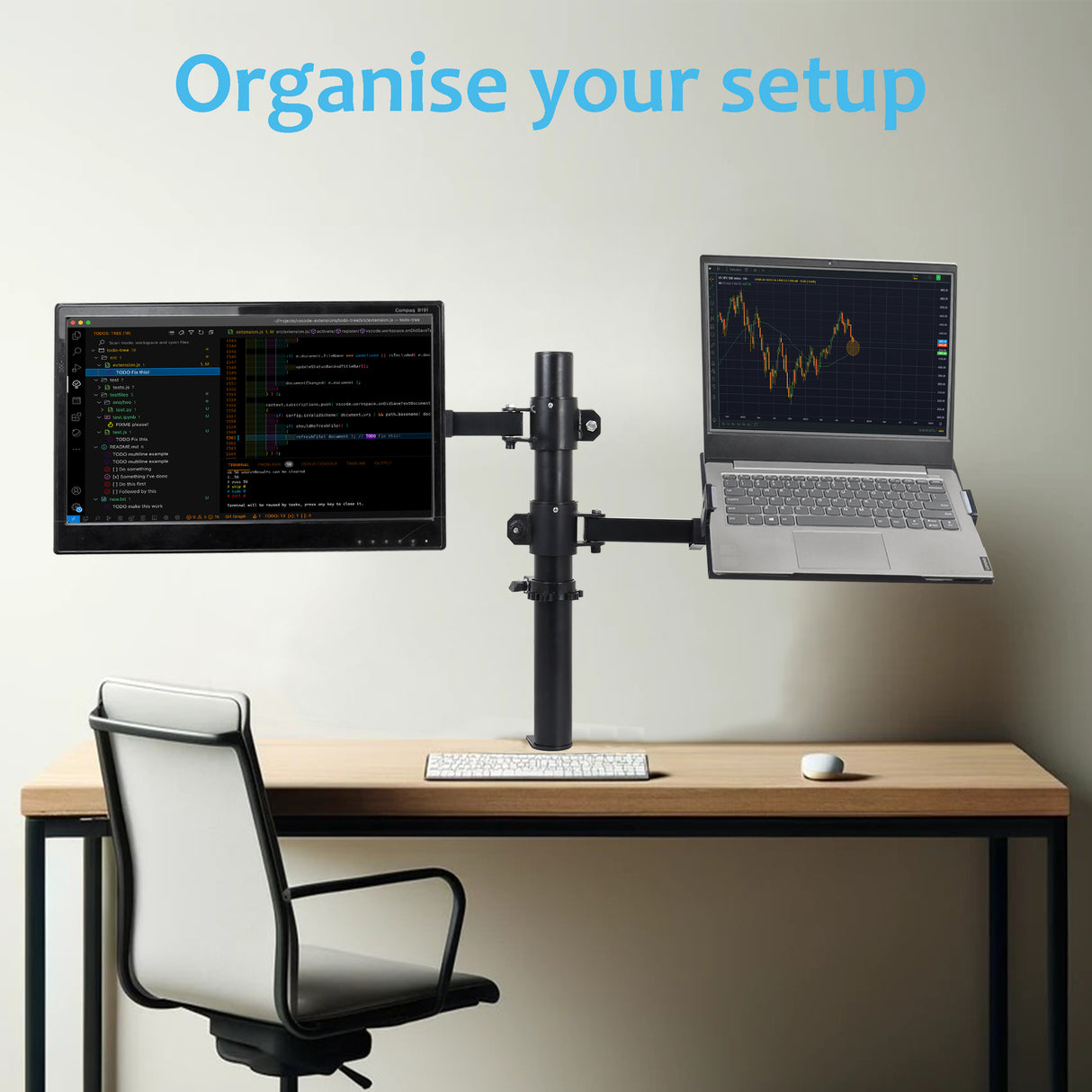 Isomars Laptop and Monitor Table Stand - Adjustable Height & Angles and Sides (Laptop & Monitor Mount)