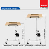Isomars Multipurpose Laptop Table Study Desk, Lockable Wheels, & Adjustable Height and Angle for Breakfast Table, WFH & Online Classes (Wooden)