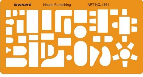 Isomars 1:100 Scale Architectural Drawing Template - Furniture Symbols for House Interior Floor Plan Design