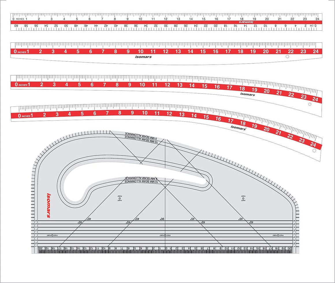 Isomars Pattern Curve with Tailoring Ruler Set of 4