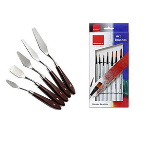 Round Paint Brush (Set of 7) with Painting Knives