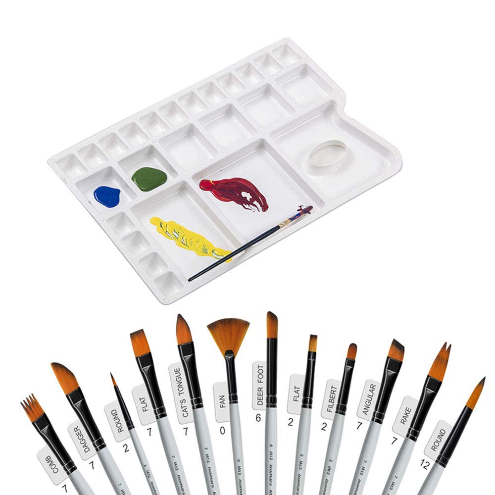 Color Mixing Palette with Paint Brush (Set of 12)