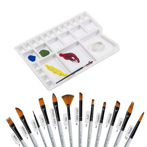 Isomars Color Mixing Palette with Professional Precision Art Brush Set of 12