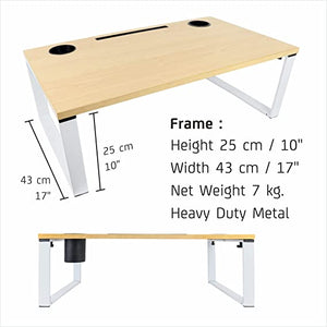Isomars Multipurpose Bed Desk / Floor Desk Laptop Study Table for Work from Home, Online Classes, Card Games and Kid's Activities, Length - 76 cm, Width - 43 cm and Height - 25 cm (Wooden)