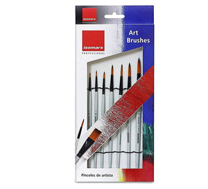 Isomars Round Paint Brush Set of 7 with Painting Knives - Metal