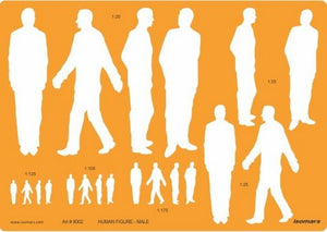 Isomars Human Figure Male Multi-Scale Technical Drawing Template Stencil
