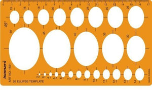 Metric 45 Degrees Ellipse Drawing Template