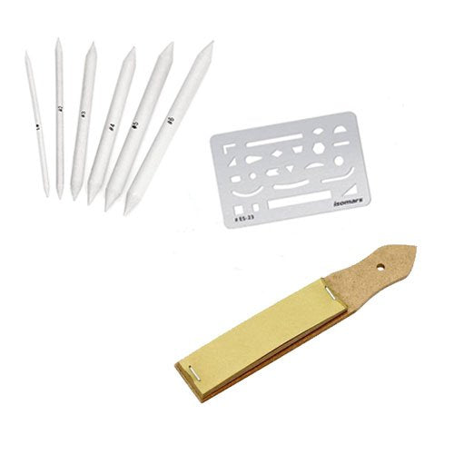 Sand Paper Erasing Shield & Paper Stumps (Set of 6)