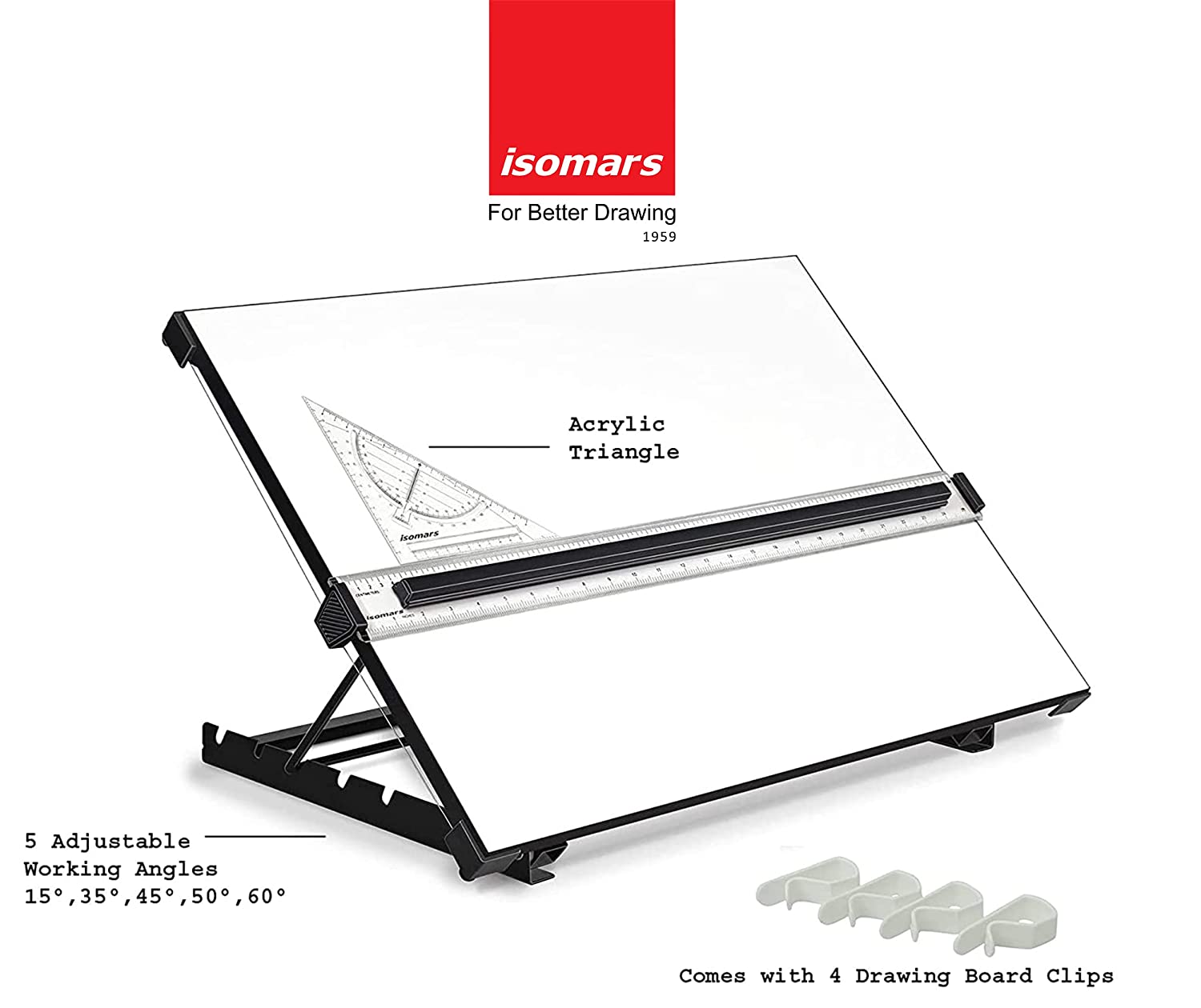 Drawing & Drafting Board (Table Model with Parallel Motion Ruler) - Isomars
