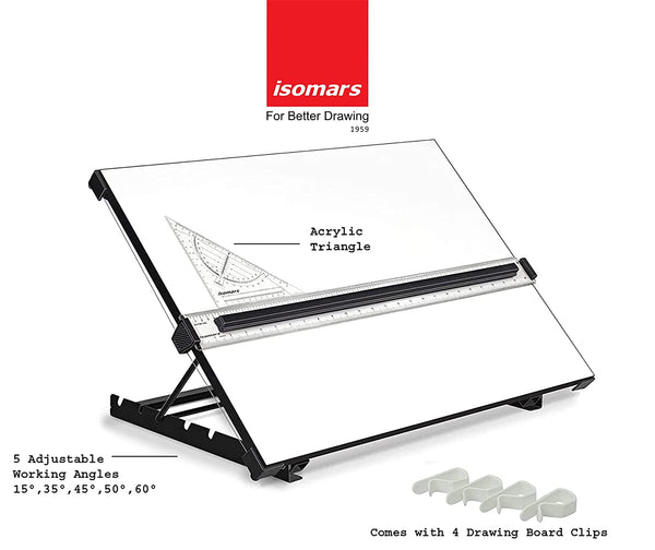 Drawing & Drafting Board (Table Model with Parallel Motion Ruler) - Isomars
