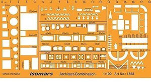 Isomars Metric 1:100 Scale Architectural Drawing Template Stencil - Furniture Symbols for House Interior Floor Plan Design