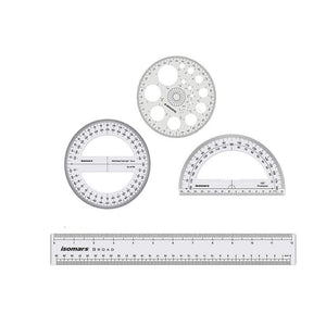 Isomars ProCircle, Protractors - 360 degree & 180 degree, with 12 inches / 30 CM Ruler