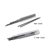 Isomars Mechanical Pencil 0.5mm And 2mm Combo - Clutch Pencils - Black And Blue With Lead And Eraser