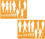 Isomars Human Figure Male & Female Template Combo, Multi Scale Architectural People Stencil Set with 40 Human Silhouettes in 1:20, 1:25, 1:100, 1:125 & 1:175 for Architecture, Interior Design, Urban Planning & Blueprint Rendering