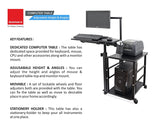 Isomars Computer Table - Adjustable - Professional Workstation for Computer - Ideal for Home, Schools, Office, Hospitals, Gaming Etc.